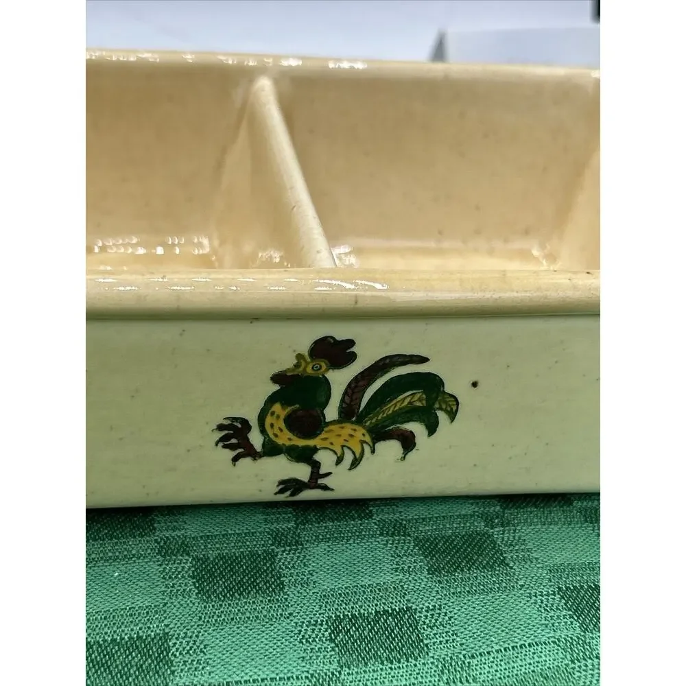 Metlox California Poppytrail Provincial Rooster Divided Serving Vegetable Dish